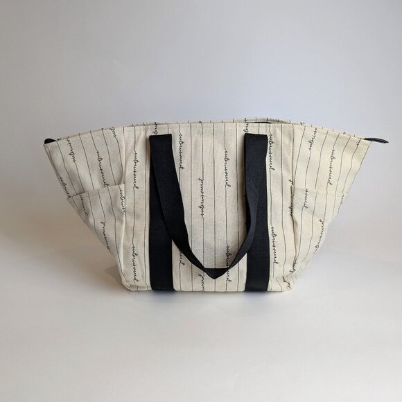 VICTORIA'S SECRET PINK LOGO STRIPED CANVAS TOTE BAG - Picture 6 of 8